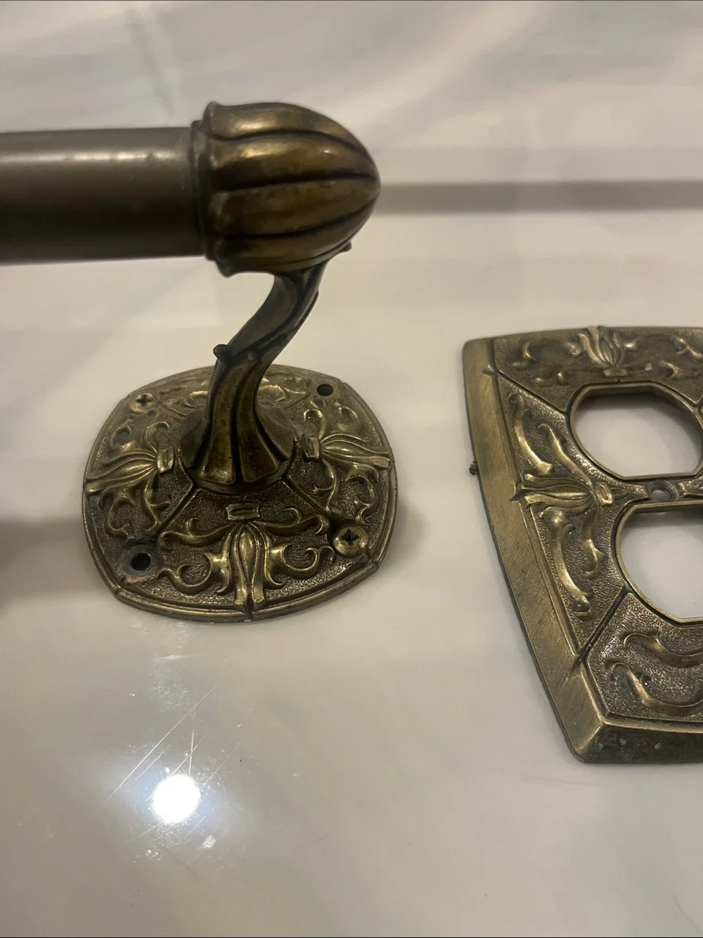 Vintage Brass-Tone Wall Hook & Decorative Hardware Set
